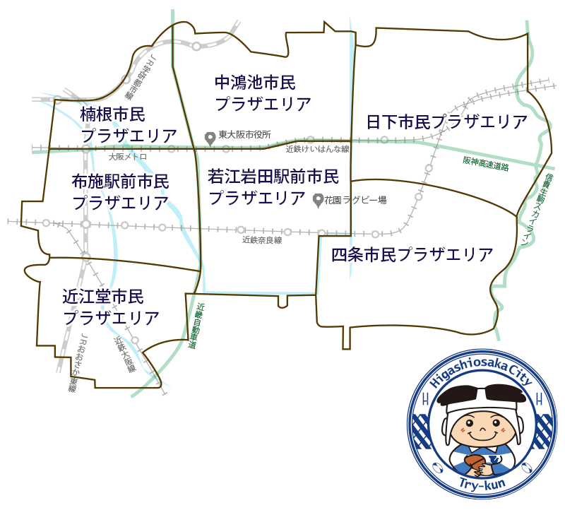 東大阪市の地図